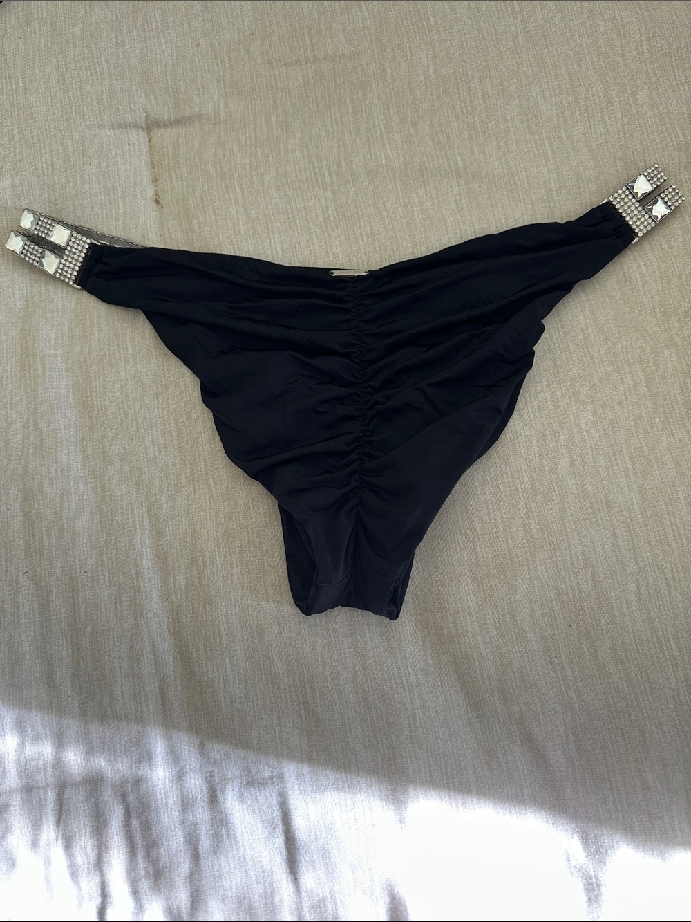Beach Bunny Black Rhinestone-Embellished Bikini Bottom - Picture 3 of 3